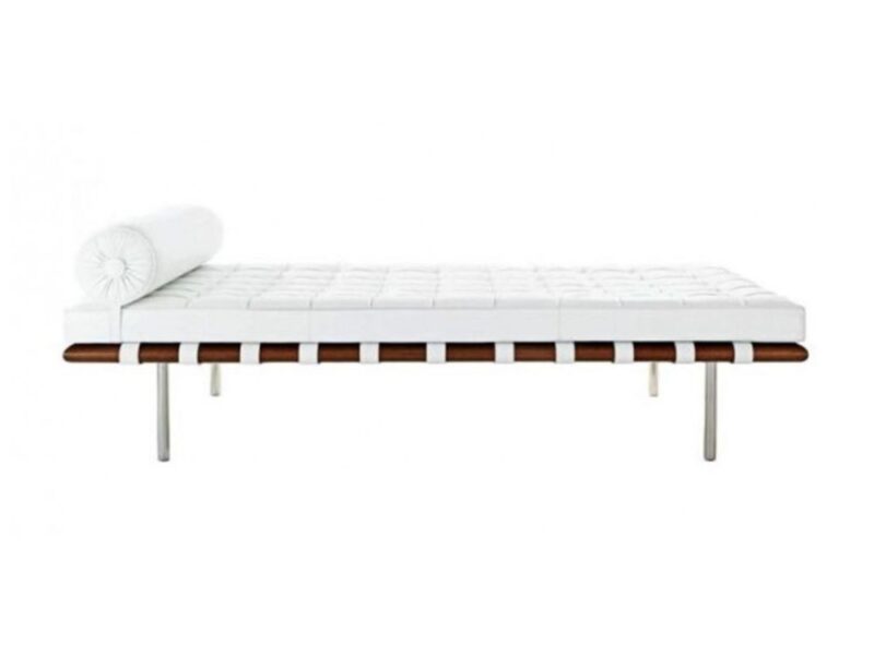 banquette en cuir blanc italien