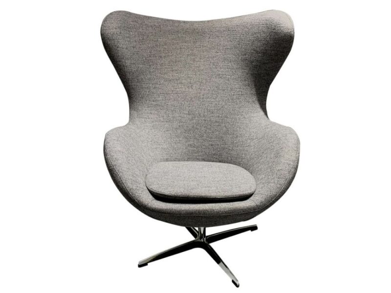 fauteuil egg sur pied design gris