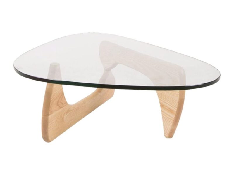 table basse en verre et bois design scandinave